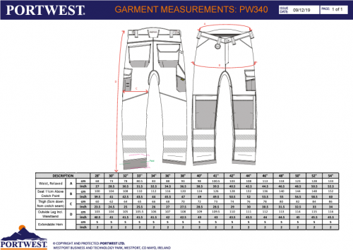 Pantaloni de lucru Hi-Vis, galben/negru, regular, PW3, Portwest